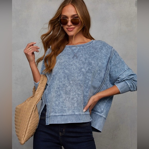 VICI - Acid Wash Pullover Sweatshirt - Picture 1 of 8